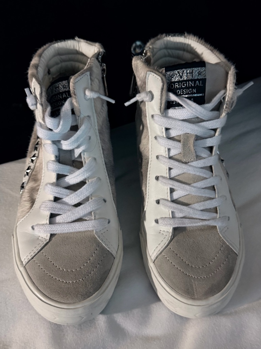 Vintage Havana White Sneaker with Glitter Heel